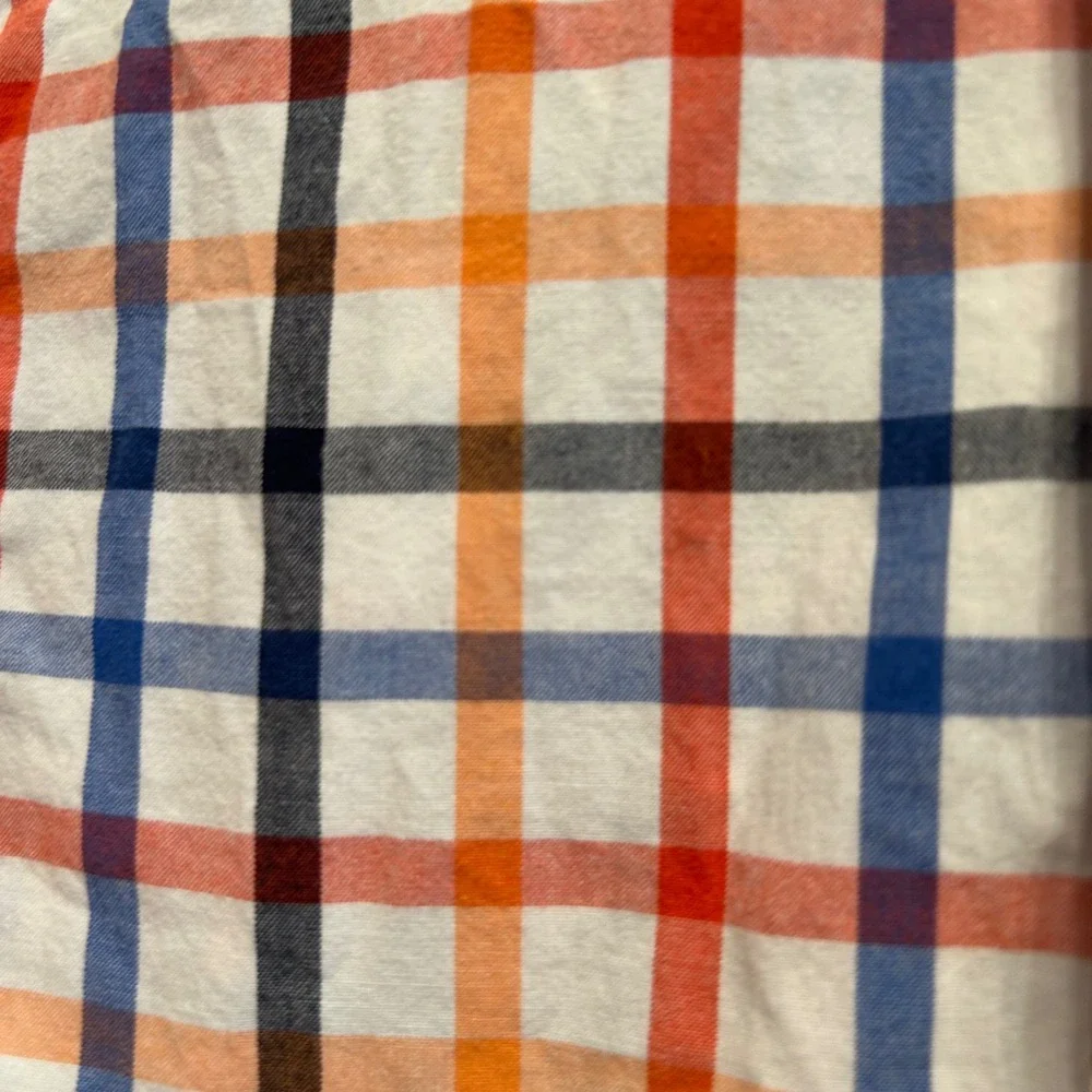 Gymboree Boys Plaid Button Down Shirt Orange Blue Red‎ Black Checkered